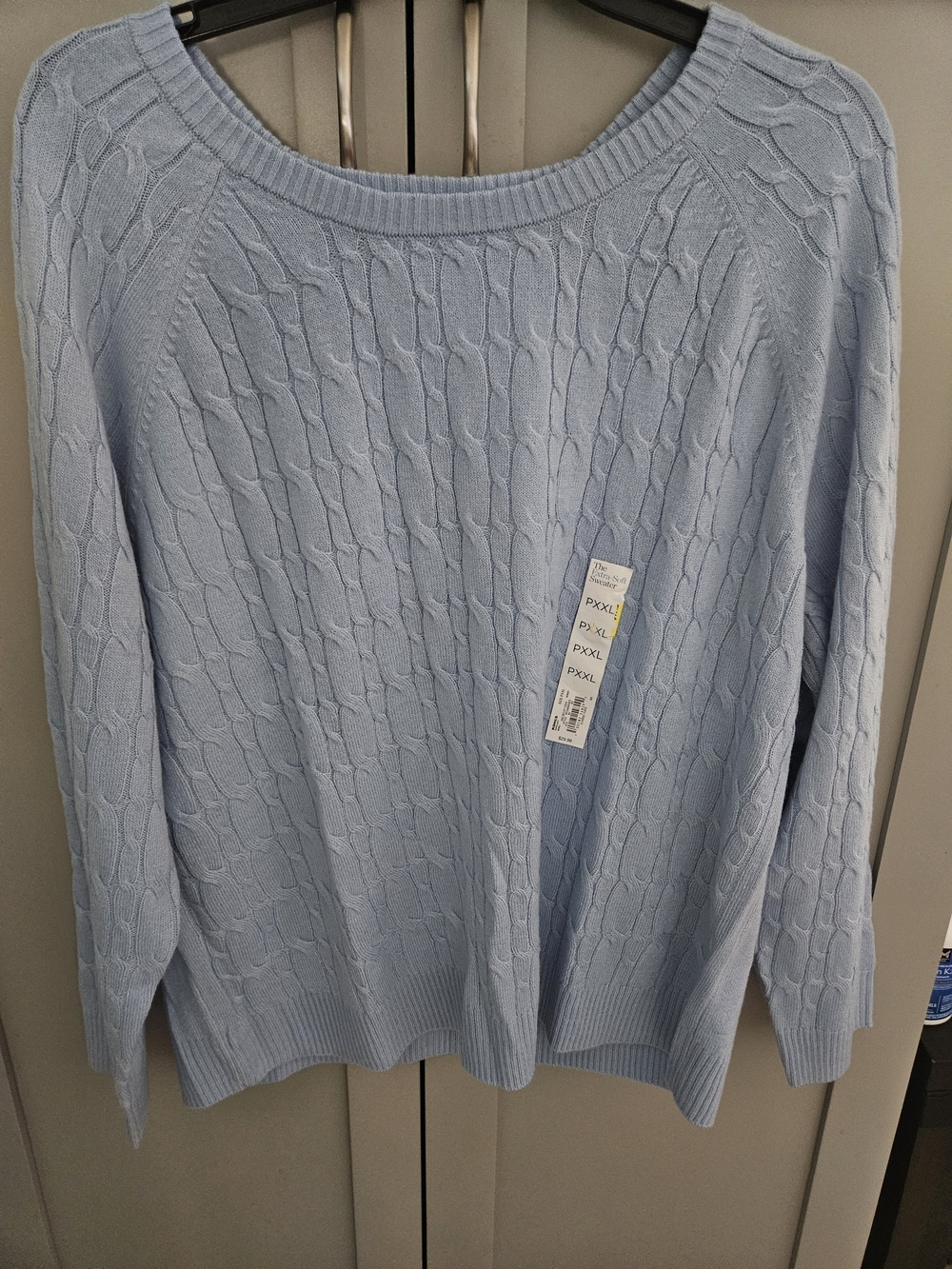 NWT Croft & barrow Pale Blue Cable Knit Scoop Neck Sweater PXXL